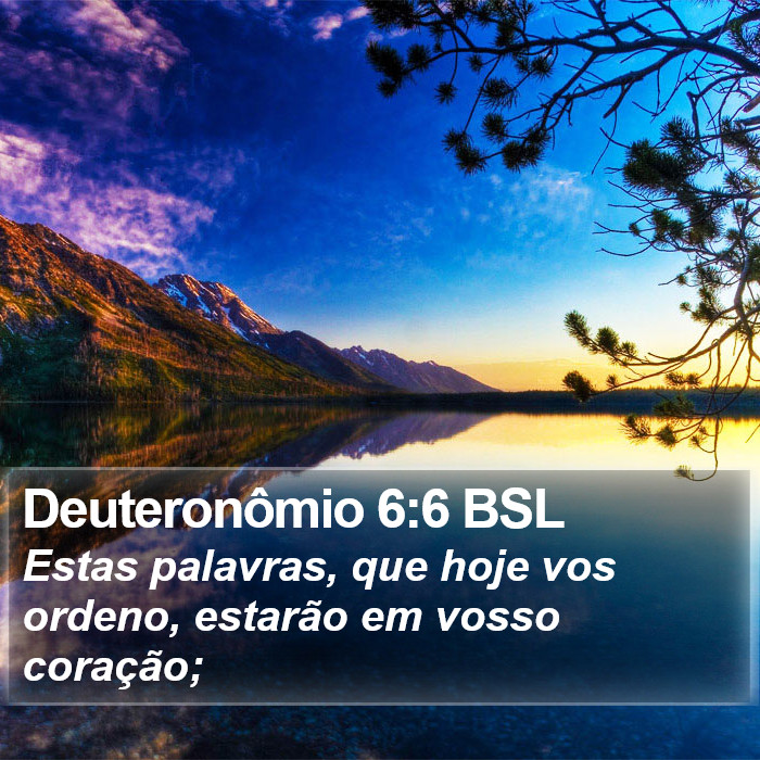 Estas palavras, que hoje vos ordeno, estarão em vosso coração; Deuteronômio 6:6 (BSL)