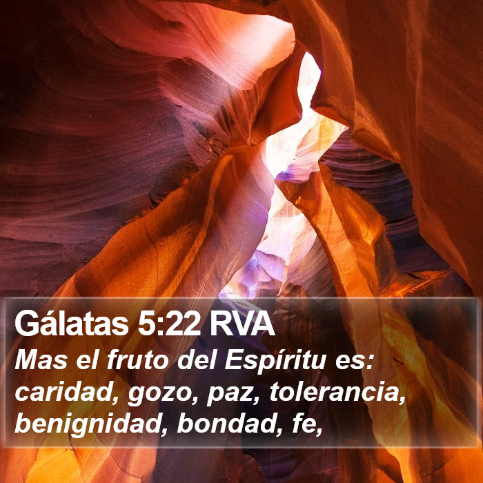 El libro de Gálatas 5:22 Mas el fruto del Espíritu es amor, gozo, paz, paciencia, benignidad, bondad, fe, (RVG)
