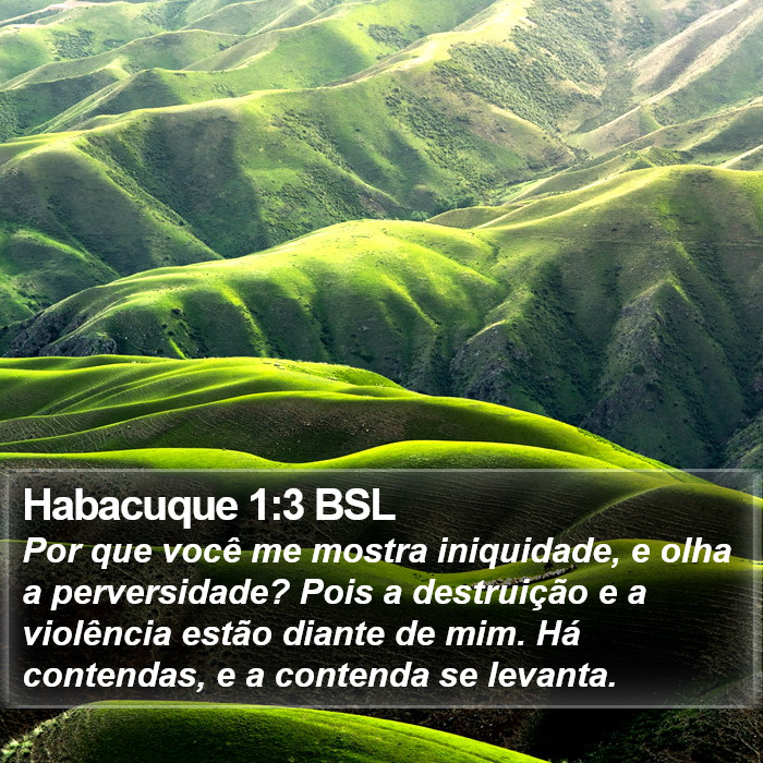 Por que você me mostra iniquidade, e olha a perversidade? Pois a destruição e a violência estão diante de mim. Há contendas, e a contenda se levanta. Habacuque 1:3 (BSL)
