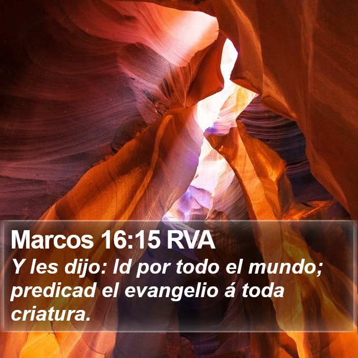 El libro de Marcos 16:15 Y les dijo: Id por todo el mundo y predicad el evangelio a toda criatura. (RVG)