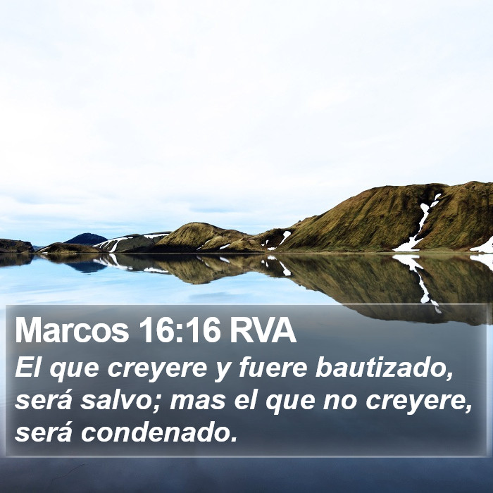 El libro de Marcos 16:16 El que creyere y fuere bautizado, será salvo; mas el que no creyere, será condenado. (RVG)