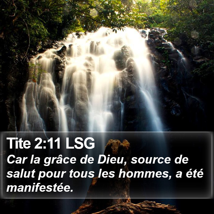 L'Epître à Tite 2:11 Car la grâce de Dieu, source de salut pour tous les hommes, a été manifestée.