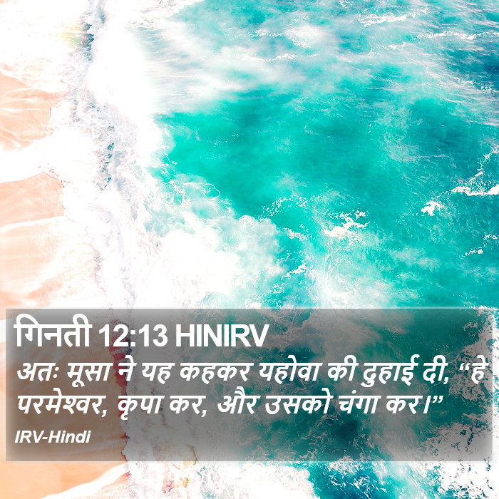 अतः मूसा ने यह कहकर यहोवा की दुहाई दी, “हे परमेश्‍वर, कृपा कर, और उसको चंगा कर।” गिनती (Numbers) 12:13