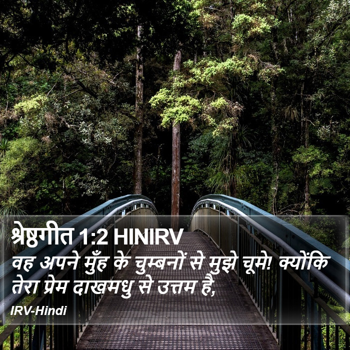 वह अपने मुँह के चुम्बनों से मुझे चूमे! क्योंकि तेरा प्रेम दाखमधु से उत्तम है, श्रेष्ठगीत (Song of Solomon) 1:2