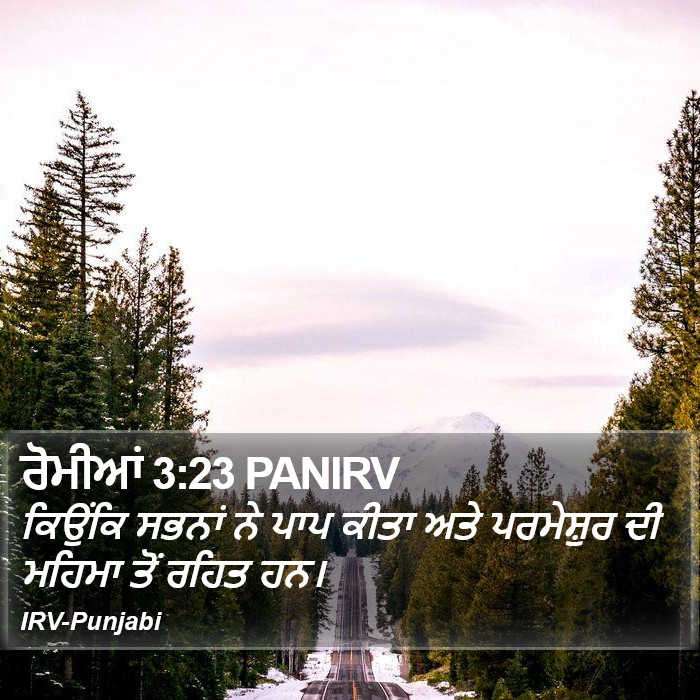 ਕਿਉਂਕਿ ਸਭਨਾਂ ਨੇ ਪਾਪ ਕੀਤਾ ਅਤੇ ਪਰਮੇਸ਼ੁਰ ਦੀ ਮਹਿਮਾ ਤੋਂ ਰਹਿਤ ਹਨ। ਰੋਮੀਆਂ (Romans) 3:23