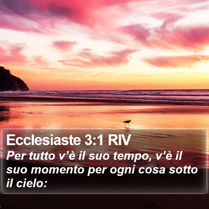 Il libro di Ecclesiaste - Per tutto v’è il suo tempo, v’è il suo momento per ogni cosa sotto il cielo: Ecclesiaste 3:1 RIV