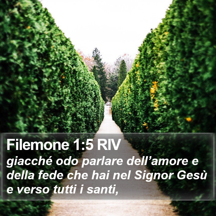 Il libro di Filemone - giacché odo parlare dell’amore e della fede che hai nel Signor Gesù e verso tutti i santi, Filemone 1:5 RIV