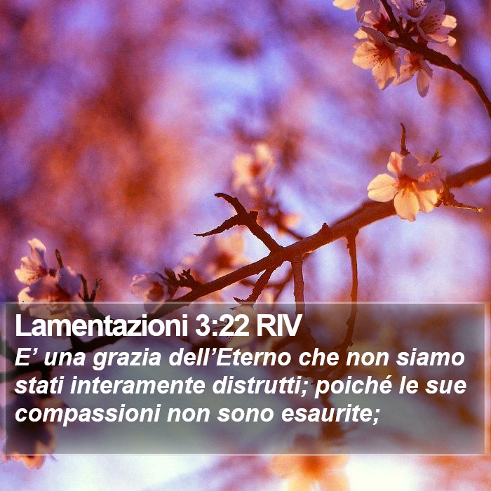 Il Libro delle Lamentazioni - E’ una grazia dell’Eterno che non siamo stati interamente distrutti; poiché le sue compassioni non sono esaurite; Lamentazioni 3:22 RIV