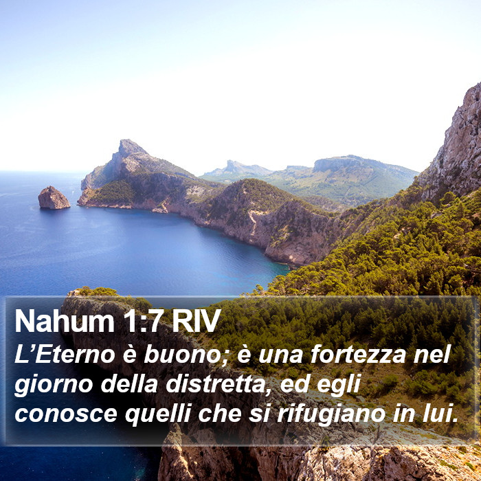Il Libro di Nahum - L’Eterno è buono; è una fortezza nel giorno della distretta, ed egli conosce quelli che si rifugiano in lui. Nahum 1:7 RIV