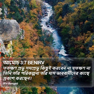 ততক্ষণ প্রভু সদাপ্রভু কিছুই করবেন না যতক্ষণ না তিনি তাঁর পরিকল্পনা তাঁর দাস ভাববাদীদের কাছে প্রকাশ করছেন। আমোস (Amos) 3:7