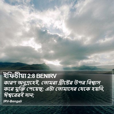 কারণ অনুগ্রহেই, তোমরা খ্রীষ্টের উপর বিশ্বাস করে মুক্তি পেয়েছ; এটা তোমাদের থেকে হয়নি, ঈশ্বরেরই দান; এফেসীয় (Ephesians) 2:8